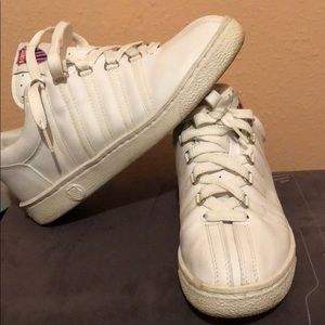 K-Swiss Varsity white sneakers.